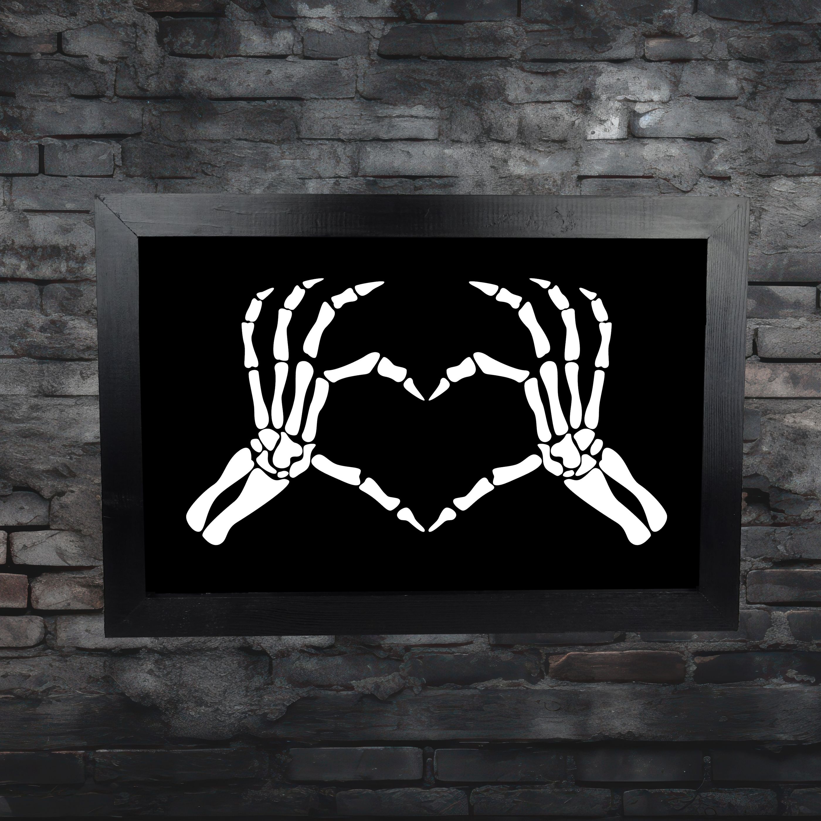 Skeleton Love Hands Framed Wall Art